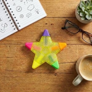 創意透明五角星造型螢光筆