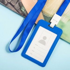純色高質感雙面透明豎款證件卡套掛繩組