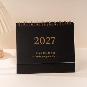 2027燙金雙線圈立體桌曆