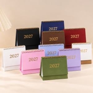 2027燙金雙線圈立體桌曆