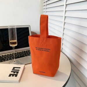 簡約日系手提帆布小水桶收納提袋購物袋