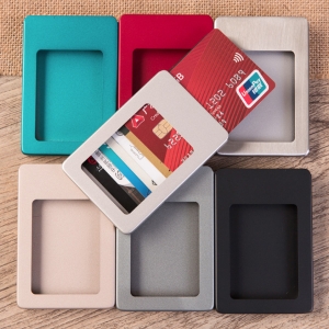 防盜刷鋁合金鈔票夾卡片盒金屬錢夾卡包