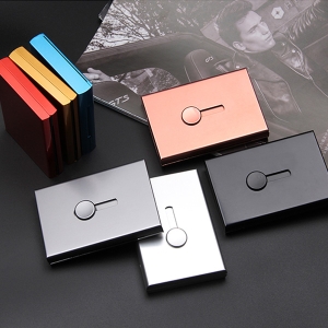 大容量簡約手推式輕便鋁合金名片盒