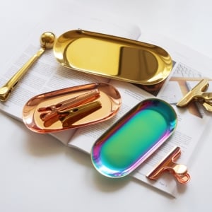 北歐風鍍銅不鏽鋼收納托盤