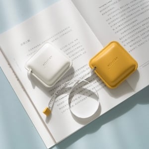 厚款壓邊方形PU皮革迷你捲尺訂製測量工具