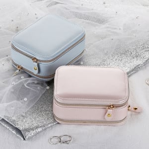 雙層旅行便攜拉鏈首飾盒飾品收納盒