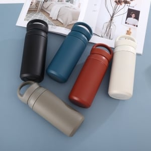 簡約磨砂不鏽鋼手提茶隔保溫杯500ml