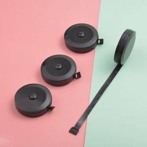 黑色圓形簡約自動伸縮型尺迷你小捲尺皮尺