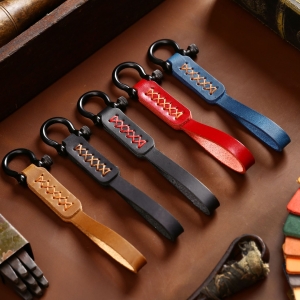 復古真皮多功能皮革汽車鑰匙圈長鑰匙繩精美禮盒