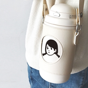 杯套揹帶保溫杯316不鏽鋼吸管杯520ml