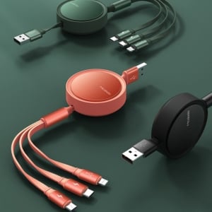 3A伸縮三合一快充數據線充電線