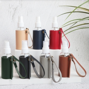 PU皮革多色圓柱型酒精噴霧式分裝瓶皮套60ml