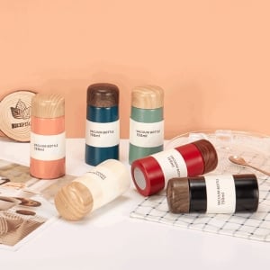 304不鏽鋼木紋杯蓋口袋保溫杯150ml