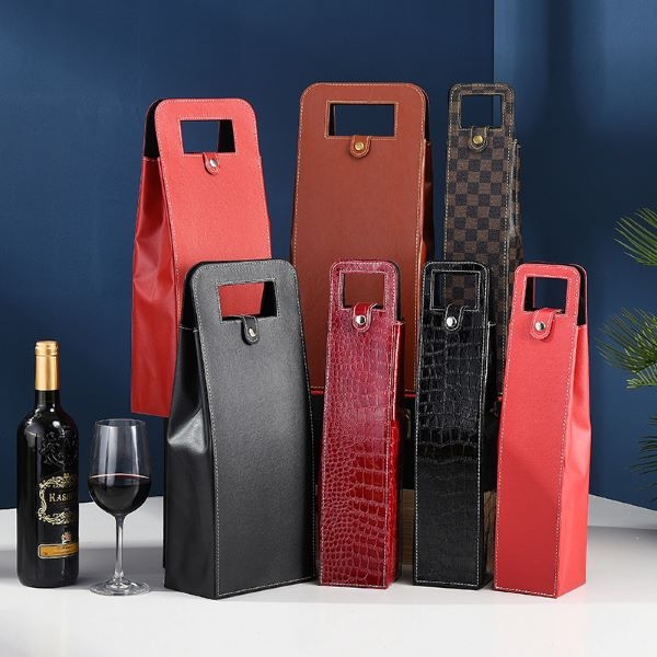 皮質紅酒手提拎袋葡萄酒包裝盒皮盒