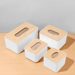 簡約桌面收納面紙盒竹蓋抽紙盒
