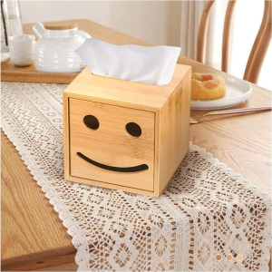 木質笑臉紙巾盒木製抽紙盒