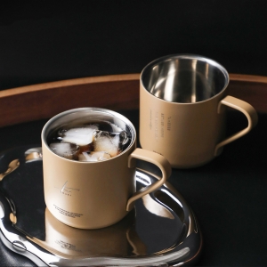 創意設計不鏽鋼雙層咖啡杯